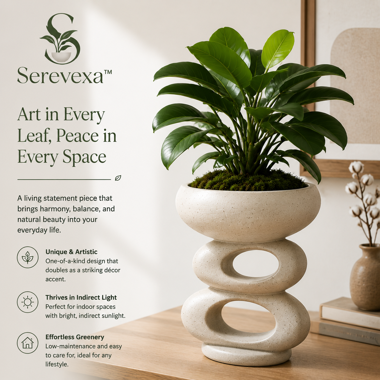 Serevexa™ AuraStack Botanical Planter – Modern Sculptural Greenery for Elevated Interiors