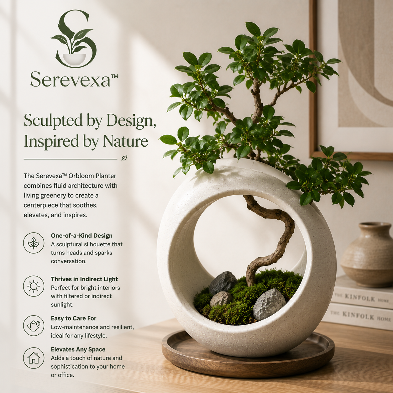 Serevexa™ Orbloom Sculptural Planter – A Living Centerpiece of Modern Organic Design